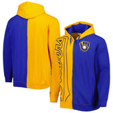 Milwaukee Brewers Fleece Full-Zip Hoodie - Gold/Royal | Mitchell & Ness