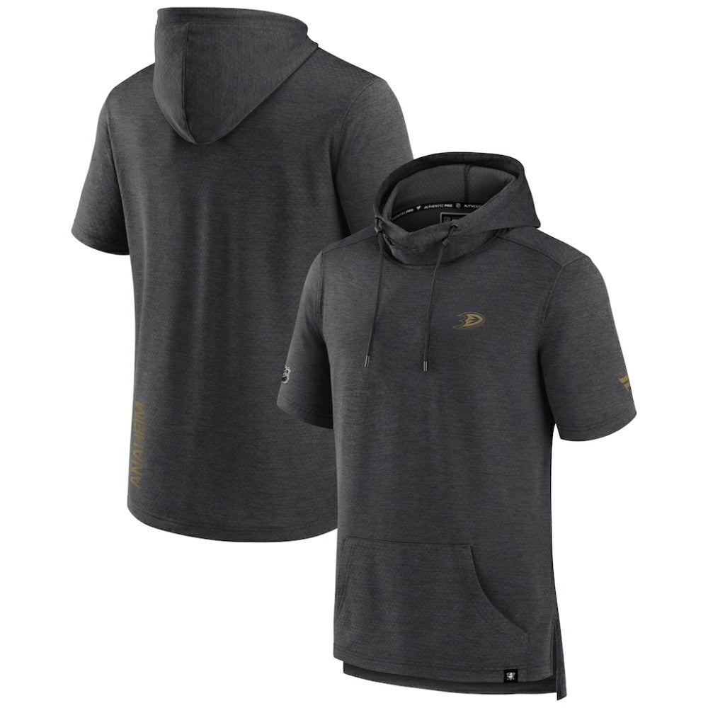 Anaheim Ducks Fanatics Authentic Pro Short Sleeve Pullover Hoodie Heather Charcoal