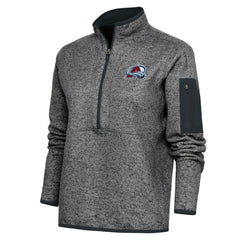Colorado Avalanche Antigua Women's Team Logo Fortune Quarter-Zip Jacket Heather Charcoal