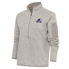 Colorado Avalanche Antigua Women's Team Logo Fortune Quarter-Zip Jacket Oatmeal