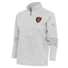 Florida Panthers Antigua Women's Team Logo Fortune Quarter-Zip Jacket Heather Gray