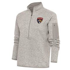 Florida Panthers Antigua Women's Team Logo Fortune Quarter-Zip Jacket Oatmeal