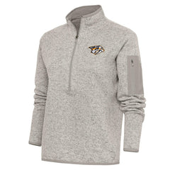Nashville Predators Antigua Women's Team Logo Fortune Quarter-Zip Jacket Oatmeal
