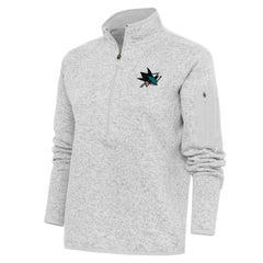 San Jose Sharks Antigua Women's Team Logo Fortune Quarter-Zip Jacket Heather Gray