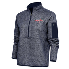 Washington Capitals Antigua Women's Team Logo Fortune Quarter-Zip Jacket Heather Navy