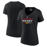 Chicago Blackhawks Fanatics Women's Authentic Pro V-Neck T-Shirt Black