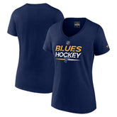 St. Louis Blues Fanatics Women's Authentic Pro V-Neck T-Shirt Navy