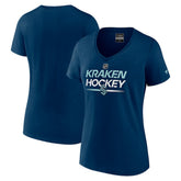 Seattle Kraken Fanatics Women's Authentic Pro V-Neck T-Shirt Deep Sea Blue