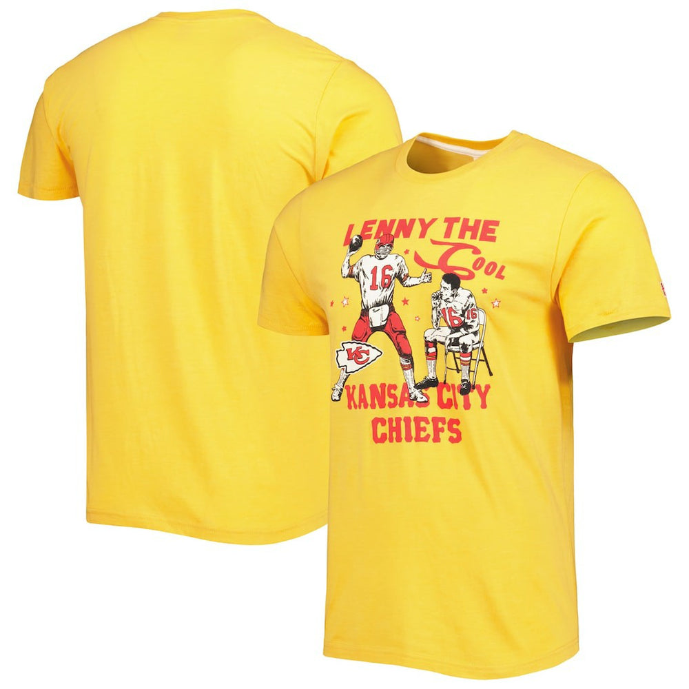 Len Dawson Kansas City Chiefs Homage Unisex Caricature Retired Player Tri-Blend T-Shirt - Gold sale