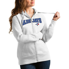 Toronto Blue Jays Antigua Women's Team Logo Victory Full-Zip Hoodie - White