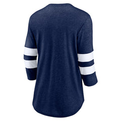 Seattle Kraken Fanatics Women's Special Edition 2.0 Barn Burner 3/4 Sleeve T-Shirt Heather Deep Sea Blue