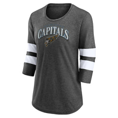 Washington Capitals Fanatics Women's Special Edition 2.0 Barn Burner 3/4 Sleeve T-Shirt Heather Charcoal