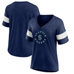 Seattle Kraken Fanatics Women's Special Edition 2.0 Ring The Alarm V-Neck T-Shirt Heather Navy