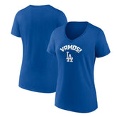 Los Angeles Dodgers Women's Vamos V-Neck T-Shirt - Royal