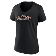 San Francisco Giants Women's Spanish Logo V-Neck T-Shirt - Black