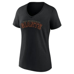San Francisco Giants Women's Giants Alternate Club Lettering V-Neck T-Shirt - Black