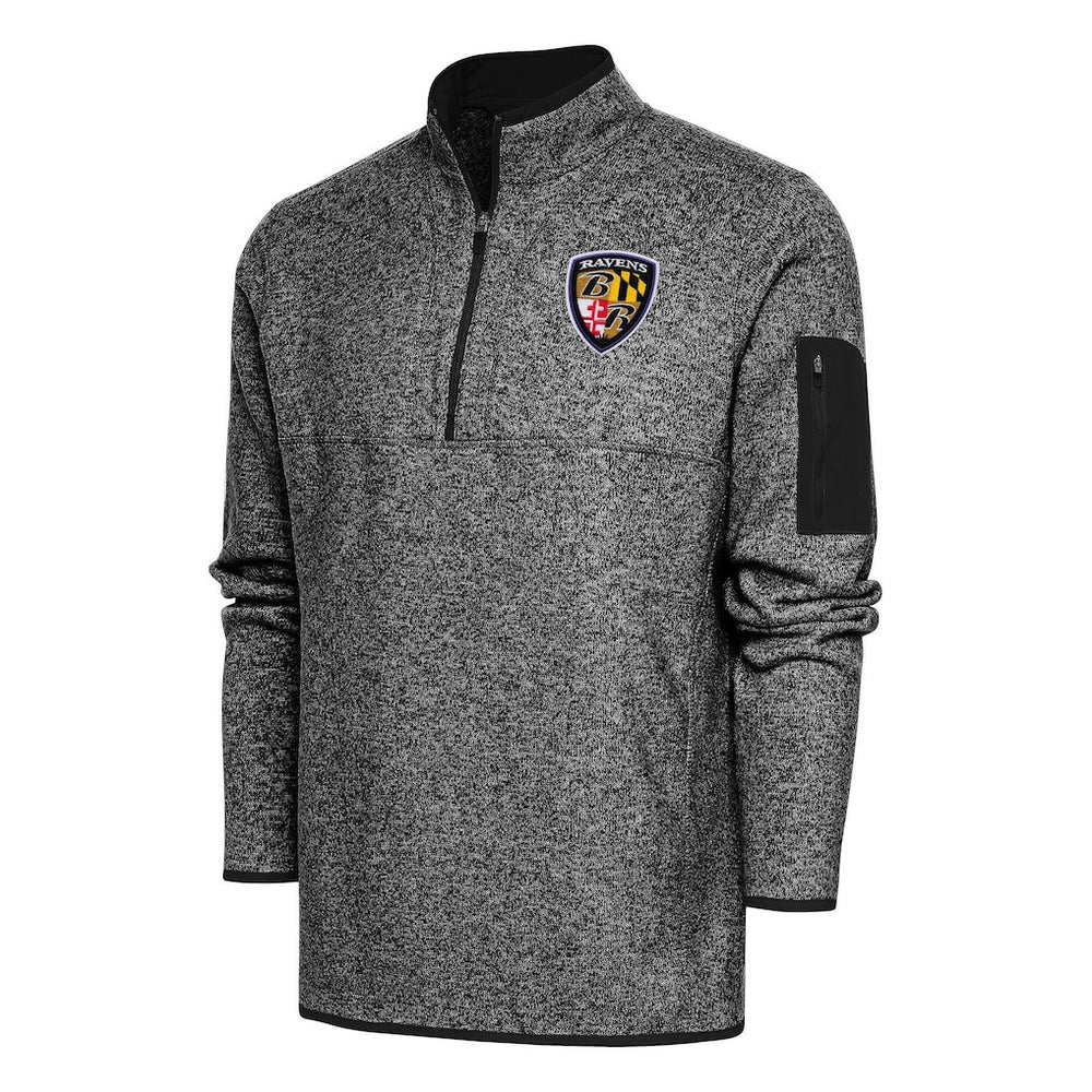 Baltimore Ravens Antigua Throwback Fortune Quarter-Zip Pullover Jacket - Heather Black outlet