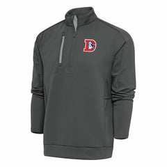 Denver Broncos Antigua Team Logo Throwback Generation Quarter-Zip Pullover Top - Charcoal sale