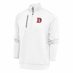 Denver Broncos Antigua Team Logo Throwback Generation Quarter-Zip Pullover Top - White sale