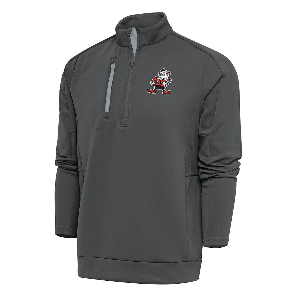 Cleveland Browns Antigua Team Logo Throwback Generation Quarter-Zip Pullover Top - Charcoal outlet