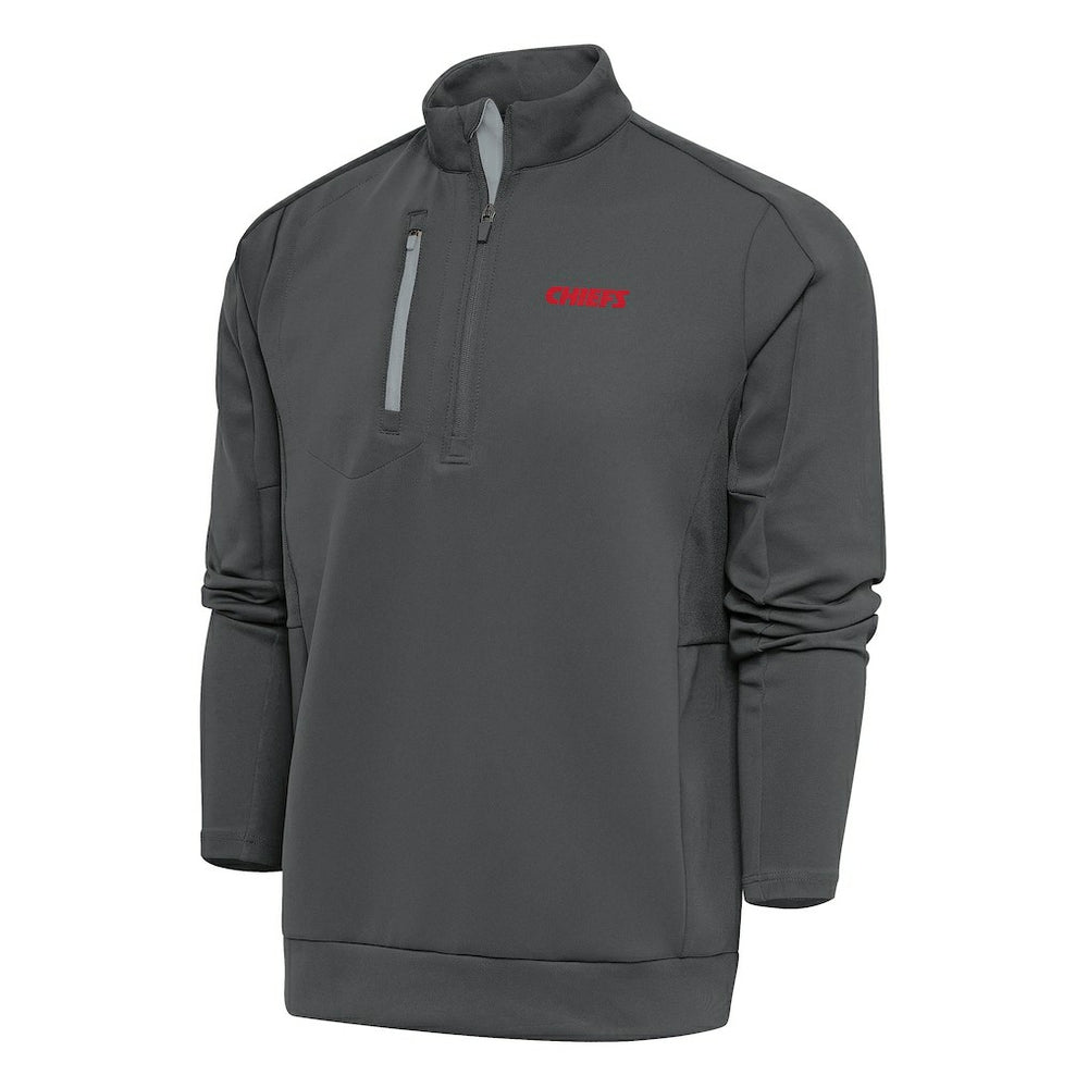 Kansas City Chiefs Antigua Team Logo Throwback Generation Quarter-Zip Pullover Top - Charcoal online