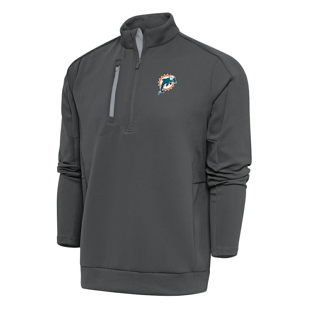 Miami Dolphins Antigua Team Logo Throwback Generation Quarter-Zip Pullover Top - Charcoal for sale