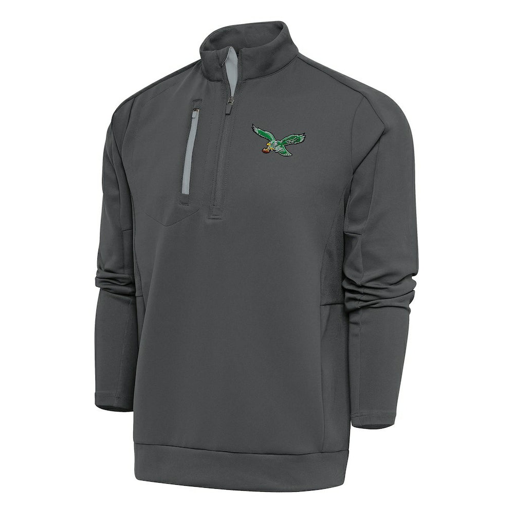 Philadelphia Eagles Antigua Team Logo Throwback Generation Quarter-Zip Pullover Top - Charcoal sale