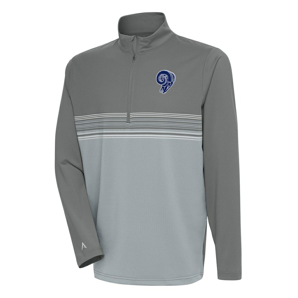 Los Angeles Rams Antigua Team Logo Throwback Pace Quarter-Zip Pullover Top - Steel outlet
