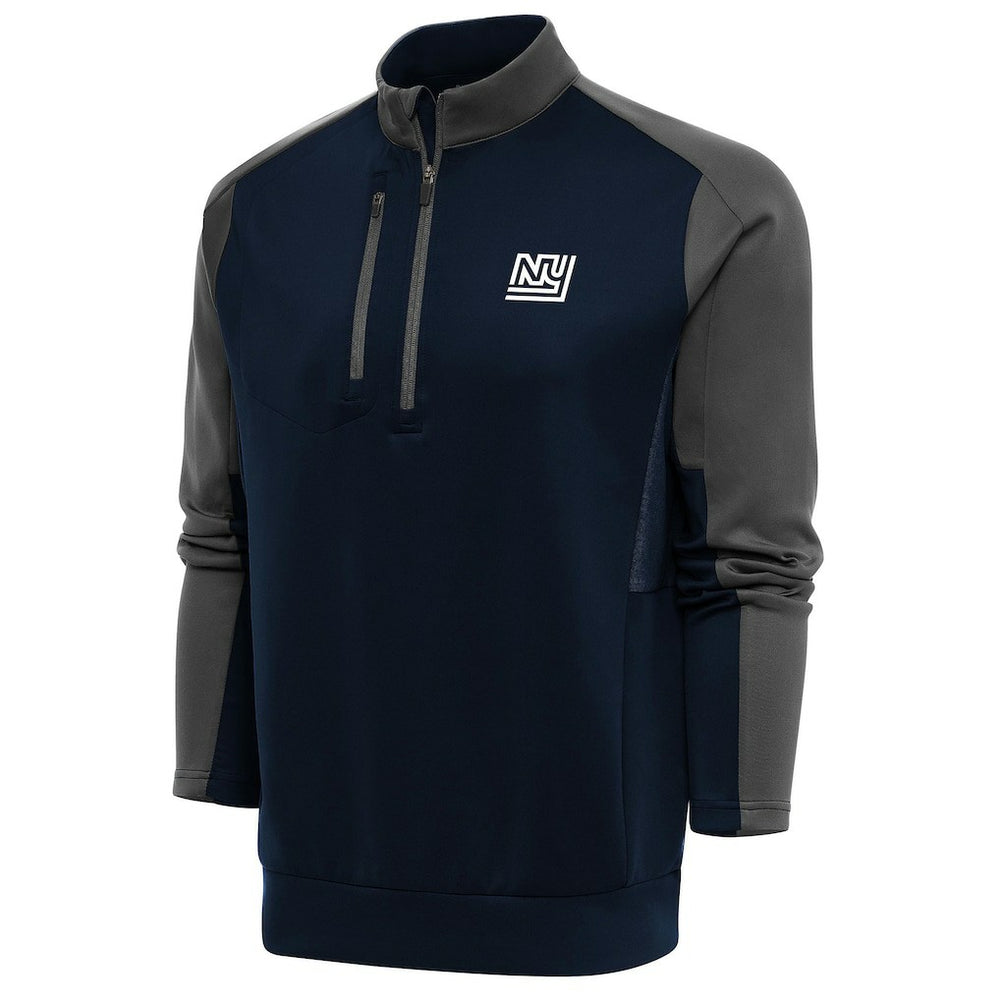 New York Giants Antigua Team Logo Throwback Team Quarter-Zip Pullover Top - Navy/Charcoal sale