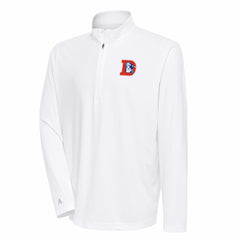 Denver Broncos Antigua Team Logo Throwback Tribute Quarter-Zip Pullover Top - White for sale