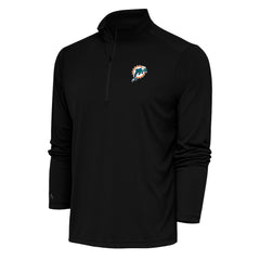 Miami Dolphins Antigua Team Logo Throwback Tribute Quarter-Zip Pullover Top - Black discount