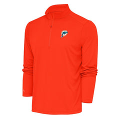 Miami Dolphins Antigua Team Logo Throwback Tribute Quarter-Zip Pullover Top - Orange sale