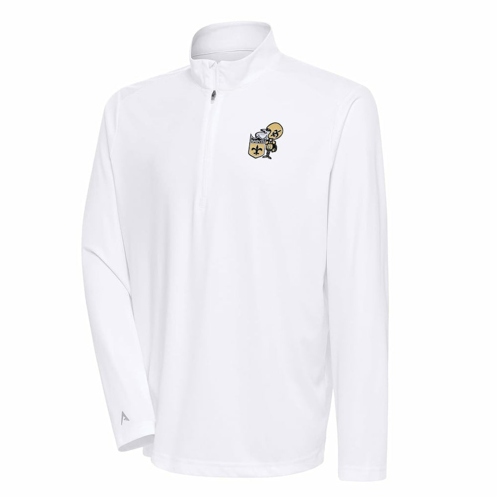 New Orleans Saints Antigua Team Logo Throwback Tribute Quarter-Zip Pullover Top - White online