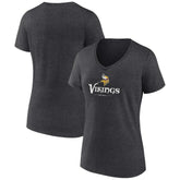 Minnesota Vikings Women's Logo Team Lockup V-Neck T-Shirt - Charcoal discount