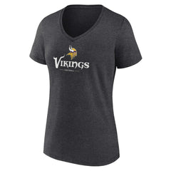 Minnesota Vikings Women's Logo Team Lockup V-Neck T-Shirt - Charcoal discount