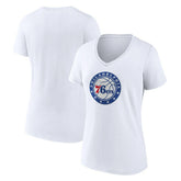 Philadelphia 76ers Women's Alternate Logo V-Neck T-Shirt - White on sale