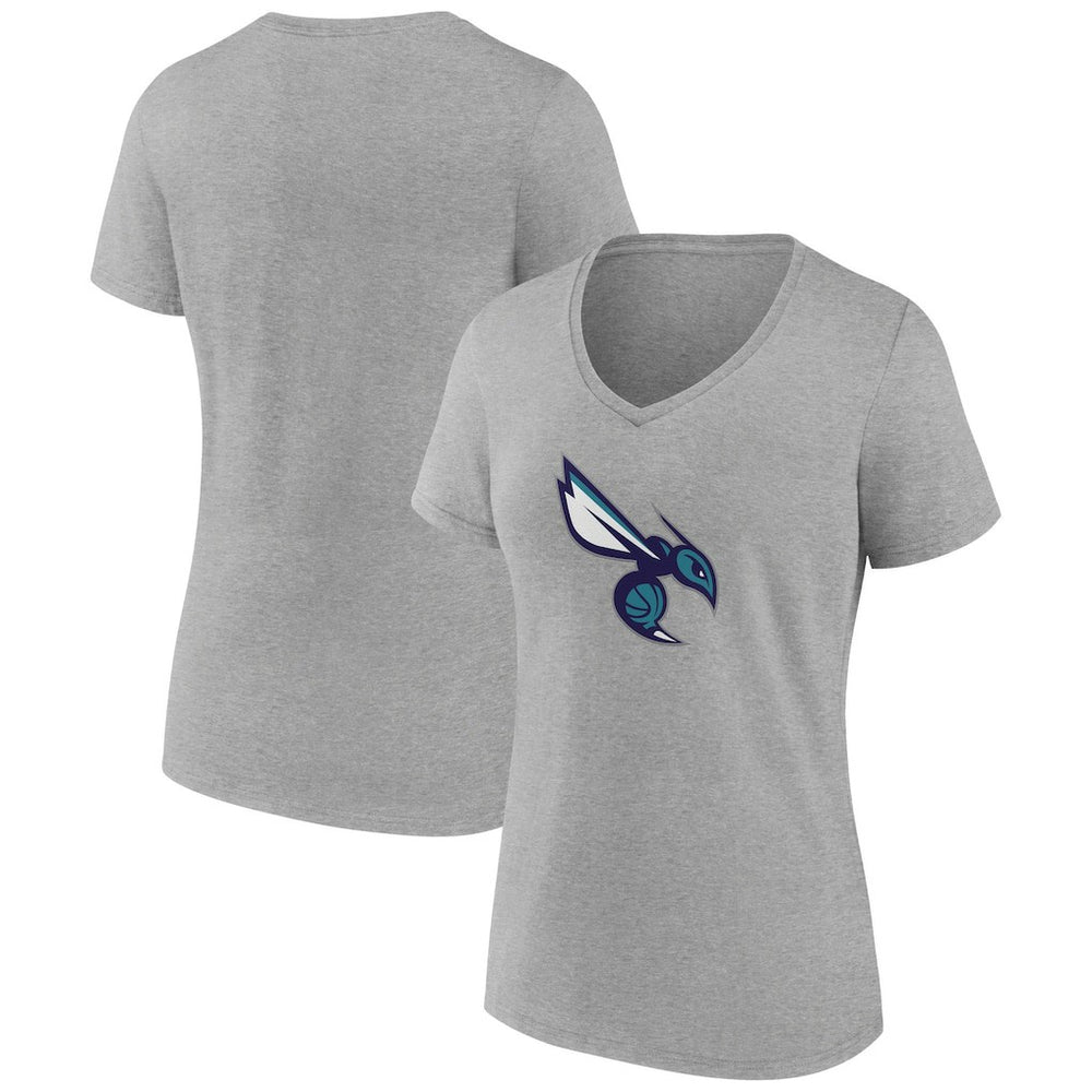Charlotte Hornets Women's Alternate Logo V-Neck T-Shirt - Heather Gray sale