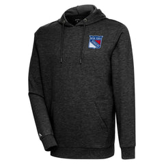New York Rangers Antigua Action Chenille Pullover Hoodie Heather Black