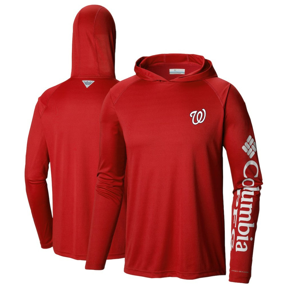 Washington Nationals Terminal Tackle Long Sleeve Hoodie T-Shirt - Red | Columbia