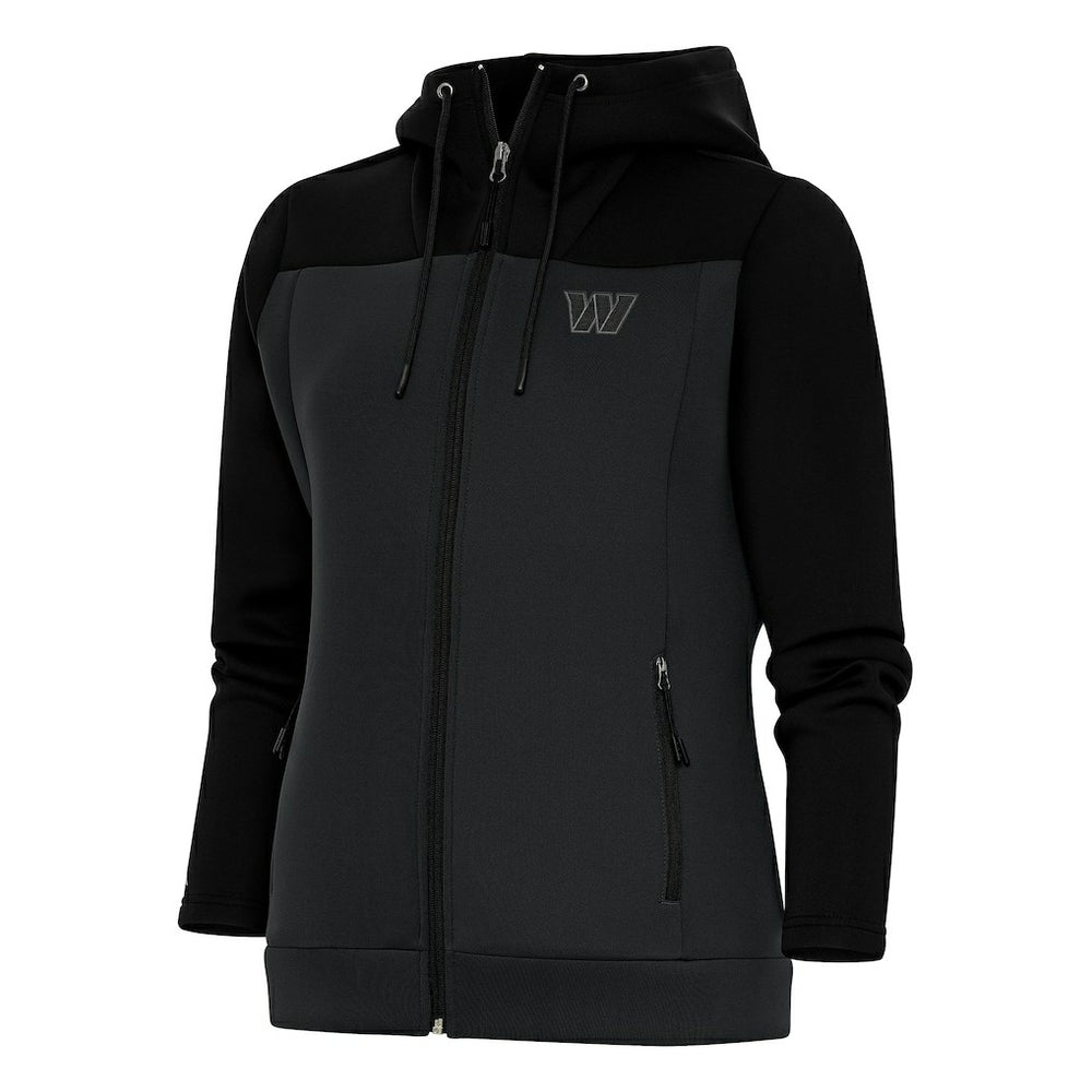 Washington Commanders Antigua Women's Tonal Logo Protect Full-Zip Hoodie Jacket - Black/Charcoal for sale