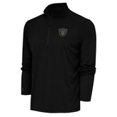 Las Vegas Raiders Antigua Tonal Logo Tribute Quarter-Zip Pullover Top - Black sale