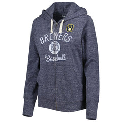 Milwaukee Brewers Touch Women's Training Camp Tri-Blend Lightweight Full-Zip Hoodie - Navy