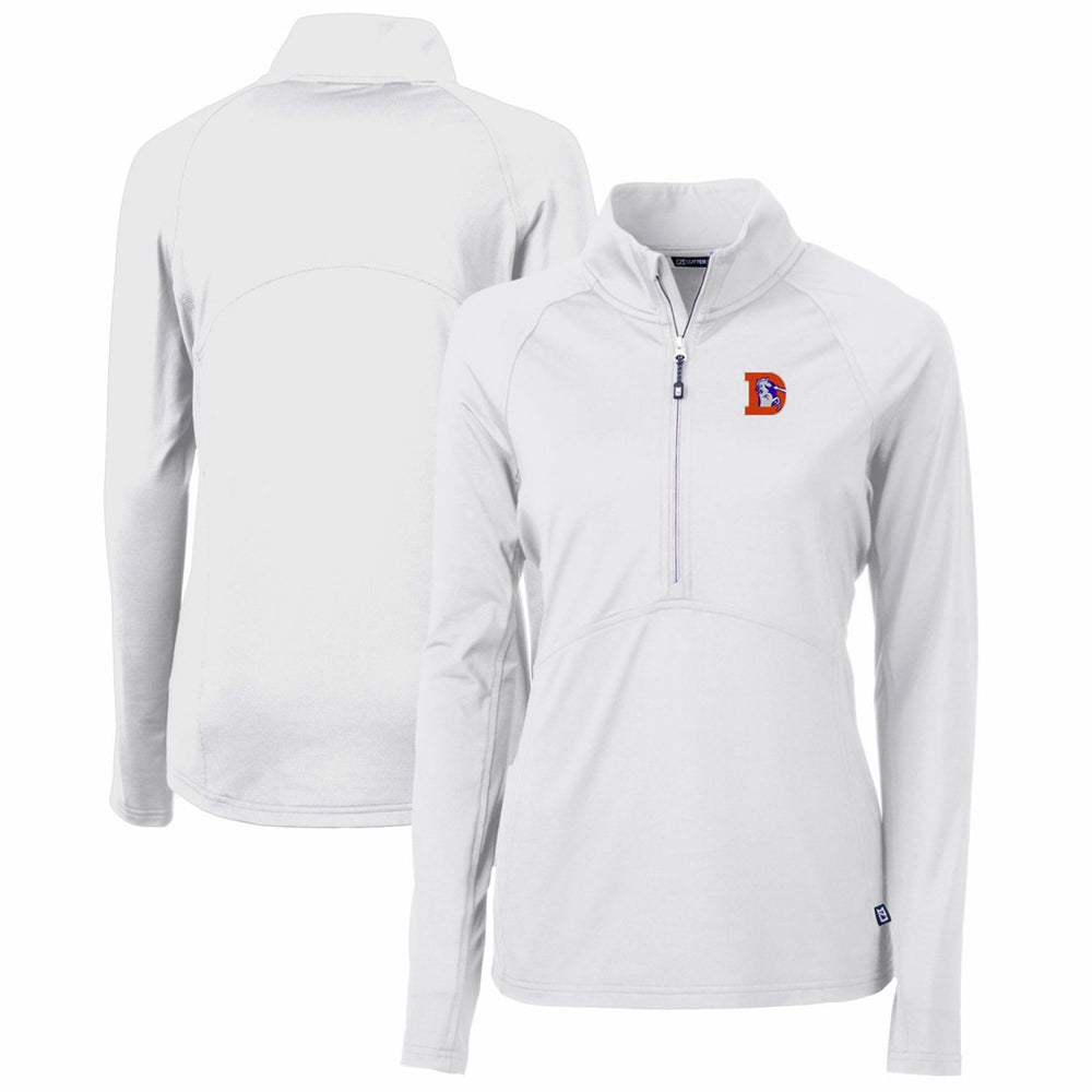 Denver Broncos Cutter & Buck Women's Throwback Logo Adapt Eco Knit Stretch Recycled Half-Zip Pullover Top - White sale