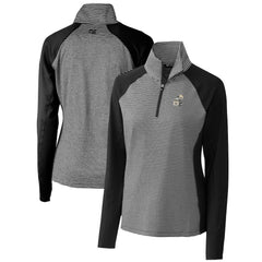 New Orleans Saints Cutter & Buck Women's Throwback Logo Forge Tonal Stripe Stretch Half-Zip Pullover Top - Black sale