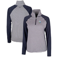 Los Angeles Chargers Cutter & Buck Women's Throwback Logo Forge Tonal Stripe Stretch Half-Zip Pullover Top - Navy cheap