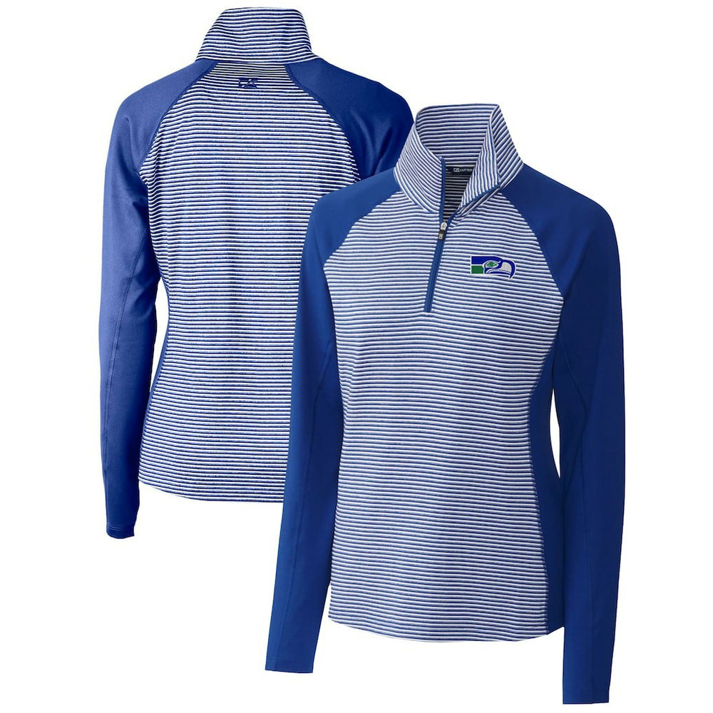 Seattle Seahawks Cutter & Buck Women's Throwback Logo Forge Tonal Stripe Stretch Half-Zip Pullover Top - Royal discount