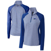 Seattle Seahawks Cutter & Buck Women's Throwback Logo Forge Tonal Stripe Stretch Half-Zip Pullover Top - Royal discount