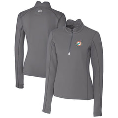 Miami Dolphins Cutter & Buck Women's Throwback Logo Traverse Stretch Quarter-Zip Pullover Top - Steel sale