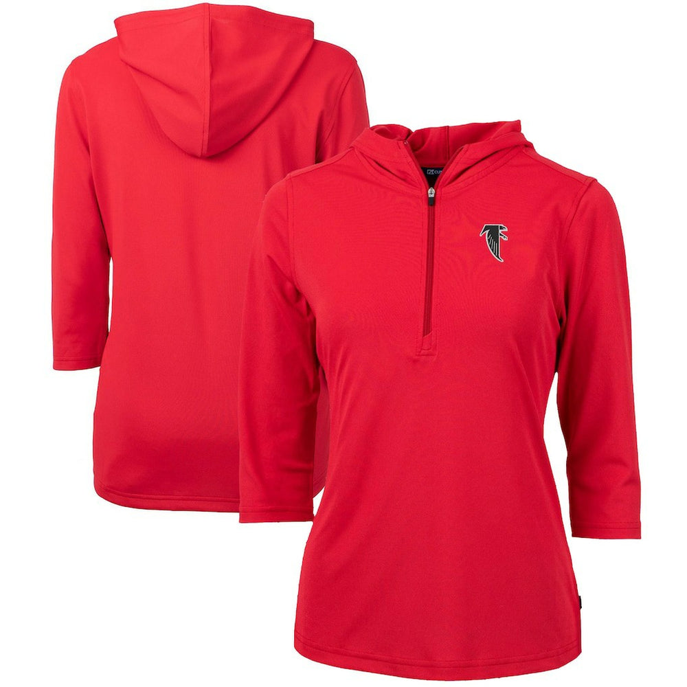 Atlanta Falcons Cutter & Buck Women's Throwback Logo Virtue Eco Pique 3/4 Sleeve Half-Zip Pullover Hoodie - Red online