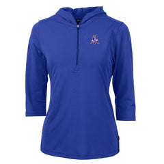 New England Patriots Cutter & Buck Women's Throwback Logo Virtue Eco Pique 3/4 Sleeve Half-Zip Pullover Hoodie - Royal for sale